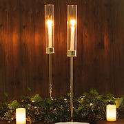 2 Metal Taper Candlestick Holder with Glass Centerpieces
