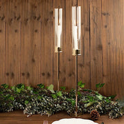 2 Metal Taper Candlestick Holder with Glass Centerpieces