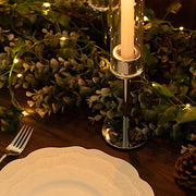 2 Metal Taper Candlestick Holder with Glass Centerpieces