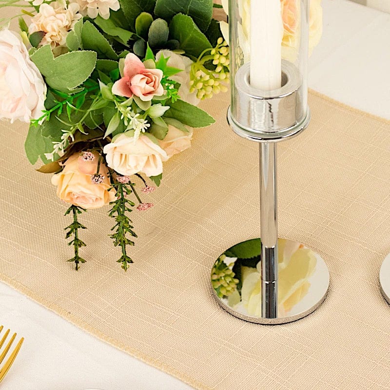2 Metal Taper Candlestick Holder with Glass Centerpieces