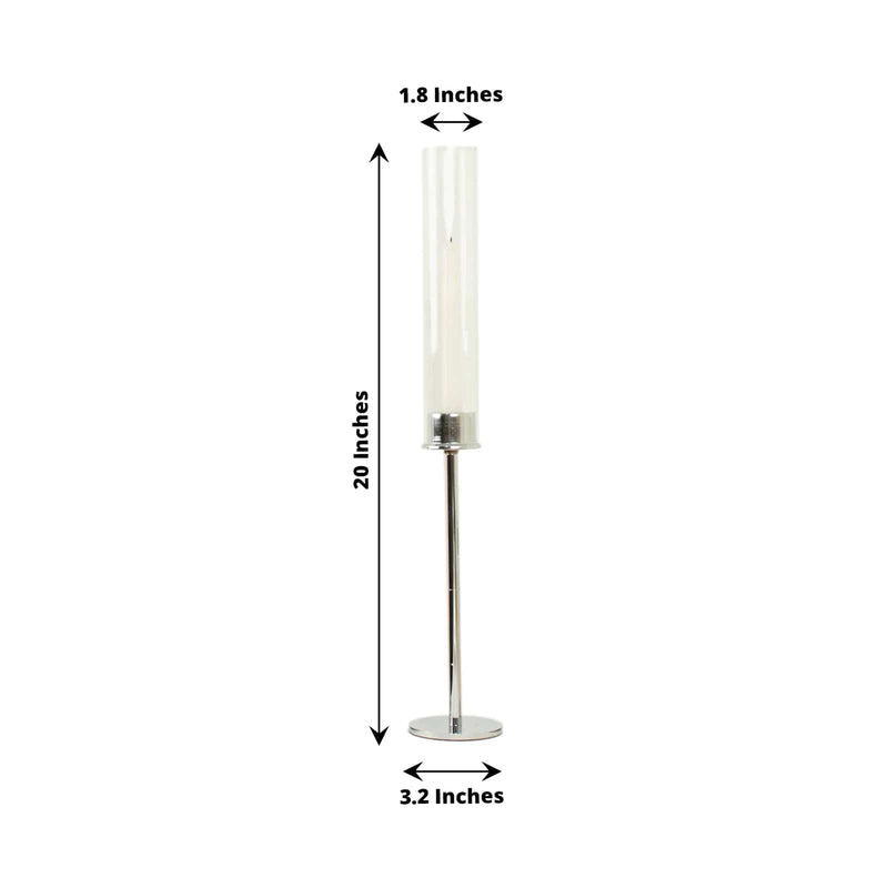 2 Metal Taper Candlestick Holder with Glass Centerpieces