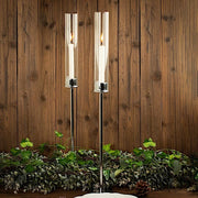 2 Metal Taper Candlestick Holder with Glass Centerpieces