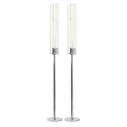 2 Metal Taper Candlestick Holder with Glass Centerpieces