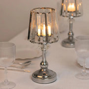 2 Metal Votive Candle Holders with Crystal Glass Lamp Shade