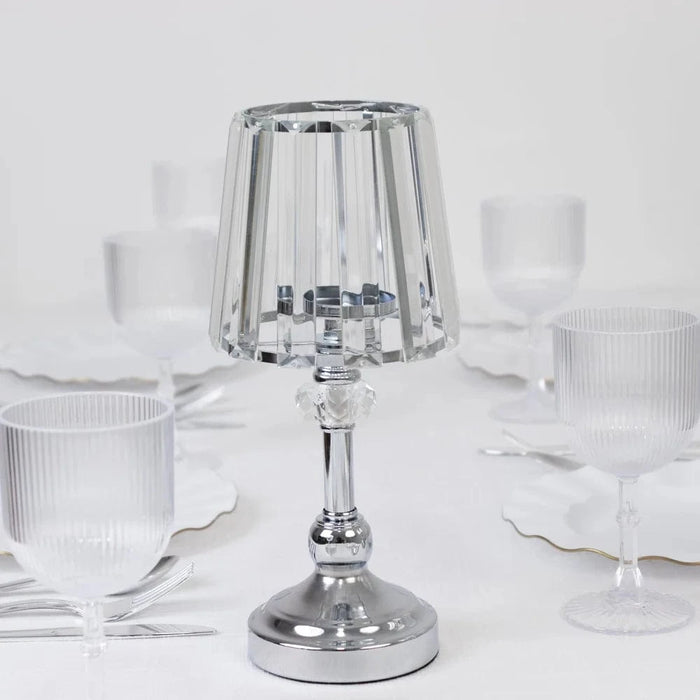 2 Metal Votive Candle Holders with Crystal Glass Lamp Shade