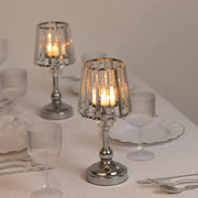 2 Metal Votive Candle Holders with Crystal Glass Lamp Shade