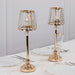 2 Metal Votive Candle Holders with Crystal Glass Lamp Shade - Gold and Clear
