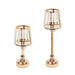 2 Metal Votive Candle Holders with Crystal Glass Lamp Shade - Gold and Clear