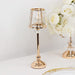 2 Metal Votive Candle Holders with Crystal Glass Lamp Shade - Gold and Clear