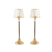 2 Metal Votive Candle Holders with Crystal Glass Lamp Shade - Gold and Clear CHDLR_CAND_036_25_GOLD
