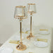 2 Metal Votive Candle Holders with Crystal Glass Lamp Shade - Gold and Clear CHDLR_CAND_036_25_GOLD