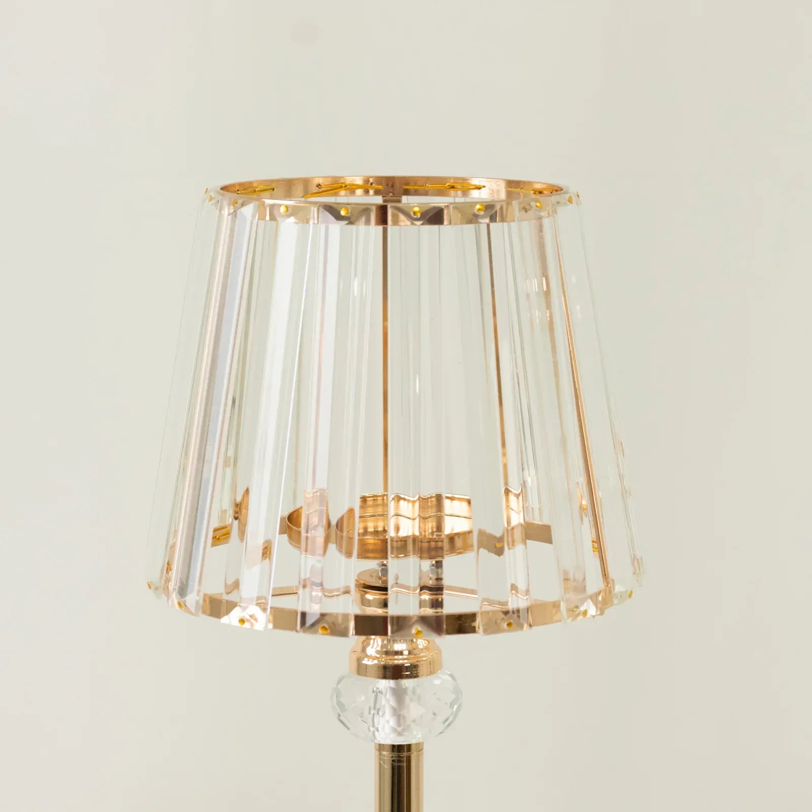 2 Metal Votive Candle Holders with Crystal Glass Lamp Shade - Gold and Clear CHDLR_CAND_036_25_GOLD