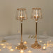2 Metal Votive Candle Holders with Crystal Glass Lamp Shade - Gold and Clear CHDLR_CAND_036_25_GOLD