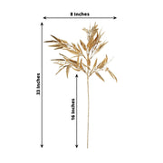 2 Metallic 33" Artificial Bamboo Leaf Branches Faux Foliage Stems - Gold ARTI_METLIC13_GOLD