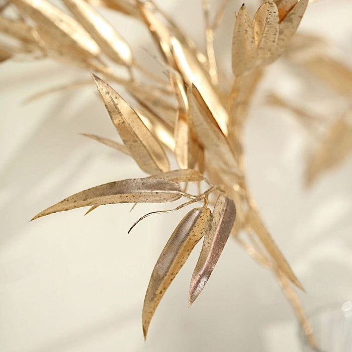 2 Metallic 33" Artificial Bamboo Leaf Branches Faux Foliage Stems - Gold ARTI_METLIC13_GOLD
