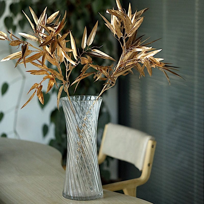 faux lucky bamboo 2-Pack Metallic Gold Artificial Bamboo Leaf Branches 33"