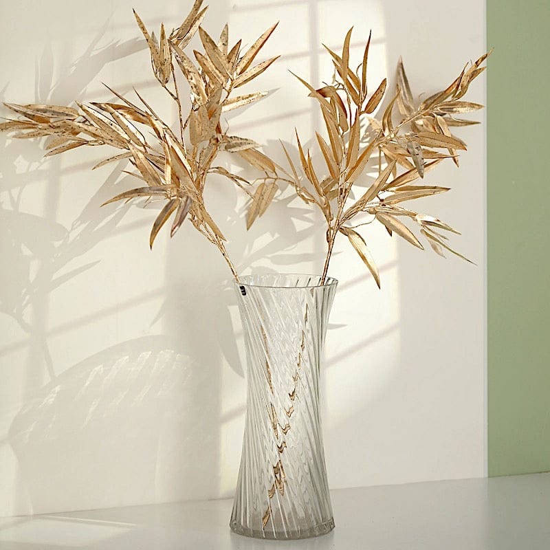 2 Metallic 33" Artificial Bamboo Leaf Branches Faux Foliage Stems - Gold ARTI_METLIC13_GOLD