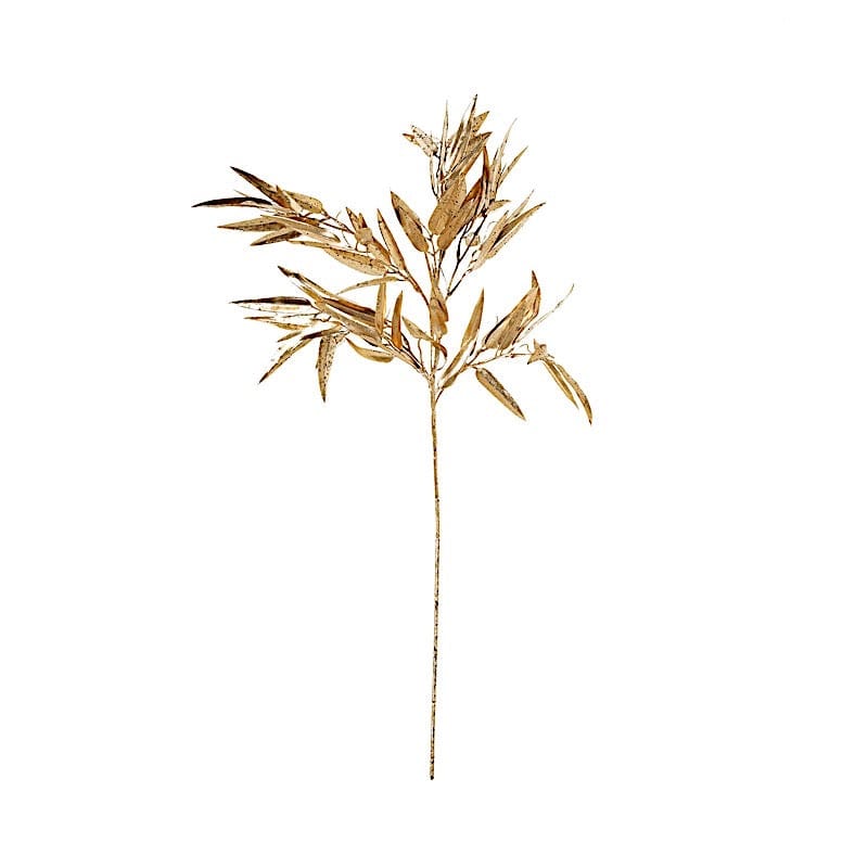 2 Metallic 33" Artificial Bamboo Leaf Branches Faux Foliage Stems - Gold ARTI_METLIC13_GOLD