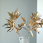 2 Metallic 33" Artificial Bamboo Leaf Branches Faux Foliage Stems - Gold ARTI_METLIC13_GOLD