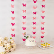 2 Metallic 9 ft 3D Paper Butterfly String Hanging Garlands