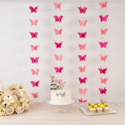 2 Metallic 9 ft 3D Paper Butterfly String Hanging Garlands