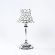 2 Pack 12" Candle Holders with Crystal Beaded Lamp Shades CHDLR_CAND_044_12_SILV
