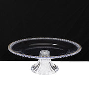 2 Pack 13" Round Plastic Pedestal Cake Stands with Gold Beaded Rim - Clear CAKE_PLST_R4239_1T_CLGD