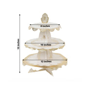 2 Pack 15" tall 3 Tier Round Cupcake Stands with Vintage Floral Pattern - White and Gold CAKE_CARB013_GOLD
