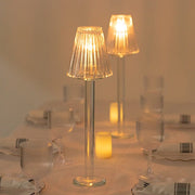 2 Pack 17" Crystal Glass Tealight Taper Candle Stands in Ribbed Vintage Table Lamp Shape - Clear CHDLR_CAND_038_1L_CLR