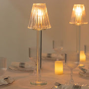 2 Pack 17" Crystal Glass Tealight Taper Candle Stands in Ribbed Vintage Table Lamp Shape - Clear CHDLR_CAND_038_1L_CLR