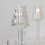 2 Pack 17" Crystal Glass Tealight Taper Candle Stands in Ribbed Vintage Table Lamp Shape - Clear CHDLR_CAND_038_1L_CLR