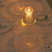 2 Pack 17" Crystal Glass Tealight Taper Candle Stands in Ribbed Vintage Table Lamp Shape - Clear CHDLR_CAND_038_1L_CLR