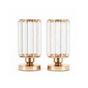 2 Pack 8.5" Crystal Pendant Hurricane Candle Holders - Gold CHDLR_CAND_042R_9_GOLD
