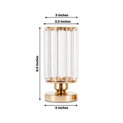 2 Pack 8.5" Crystal Pendant Hurricane Candle Holders - Gold CHDLR_CAND_042R_9_GOLD
