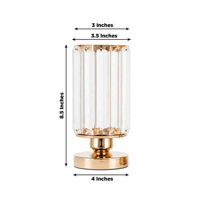 2 Pack 8.5" Crystal Pendant Hurricane Candle Holders - Gold CHDLR_CAND_042R_9_GOLD