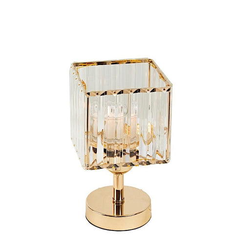 2 Pack 9" Crystal Pendant Hurricane Candle Holders - Gold CHDLR_CAND_042S_9_GOLD