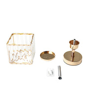 2 Pack 9" Crystal Pendant Hurricane Candle Holders - Gold CHDLR_CAND_042S_9_GOLD