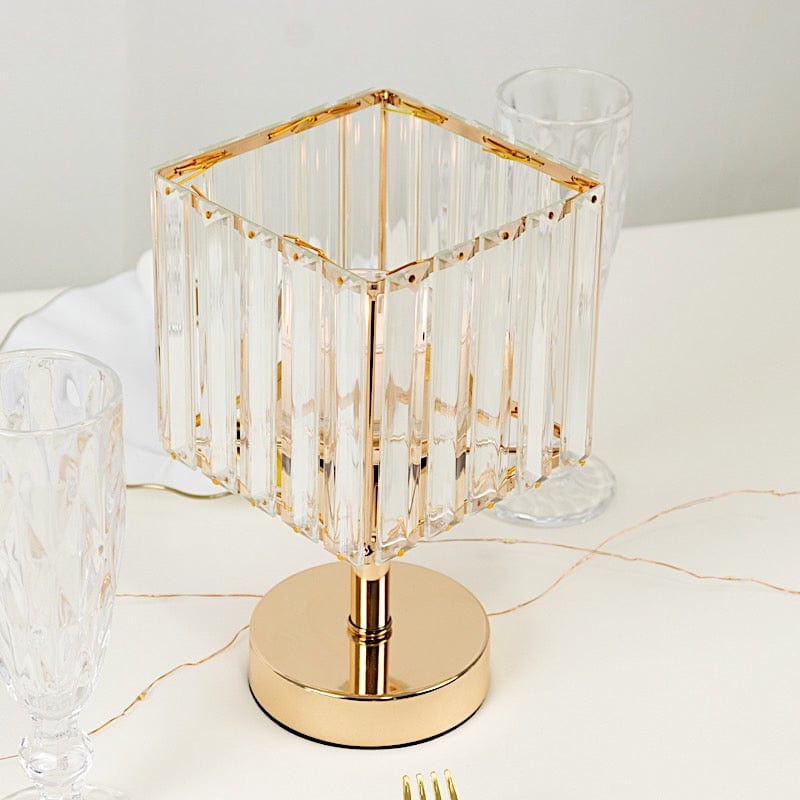 2 Pack 9" Crystal Pendant Hurricane Candle Holders - Gold CHDLR_CAND_042S_9_GOLD