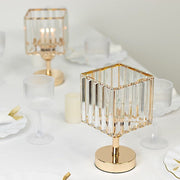 2 Pack 9" Crystal Pendant Hurricane Candle Holders - Gold CHDLR_CAND_042S_9_GOLD