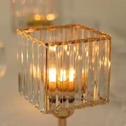 2 Pack 9" Crystal Pendant Hurricane Candle Holders - Gold CHDLR_CAND_042S_9_GOLD