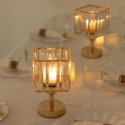 2 Pack 9" Crystal Pendant Hurricane Candle Holders - Gold CHDLR_CAND_042S_9_GOLD