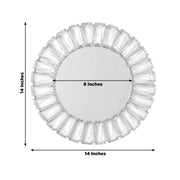 2 pcs 14" Round  Crystal Pendant Metal Charger Plates with Mirror Glass - Gold
