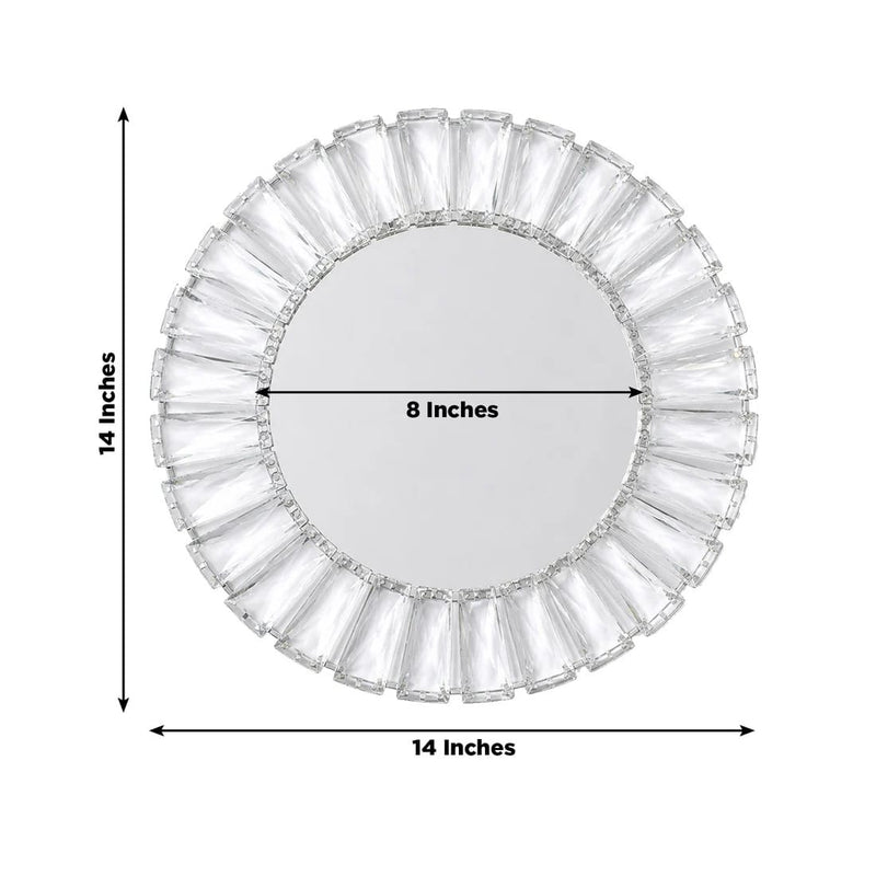 2 pcs 14" Round  Crystal Pendant Metal Charger Plates with Mirror Glass - Gold