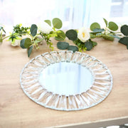 2 pcs 14" Round  Crystal Pendant Metal Charger Plates with Mirror Glass - Gold