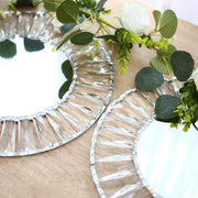 2 pcs 14" Round  Crystal Pendant Metal Charger Plates with Mirror Glass - Gold