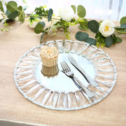 2 pcs 14" Round  Crystal Pendant Metal Charger Plates with Mirror Glass - Gold