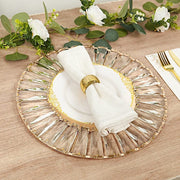 2 pcs 14" Round  Crystal Pendant Metal Charger Plates with Mirror Glass - Gold CHRG_MET0004_14_GOLD