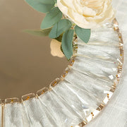 2 pcs 14" Round  Crystal Pendant Metal Charger Plates with Mirror Glass - Gold CHRG_MET0004_14_GOLD