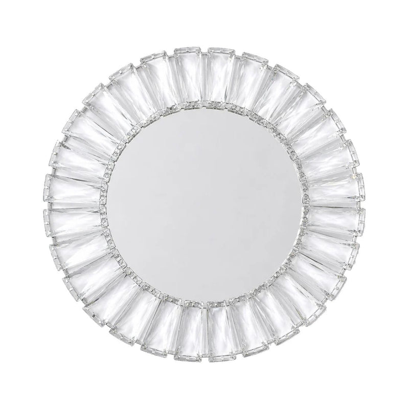 2 pcs 14" Round  Crystal Pendant Metal Charger Plates with Mirror Glass - Gold CHRG_MET0004_14_SILV