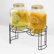 2 pcs 2 gallons Jar Glass Beverage Dispensers Set with Spigot and Stand